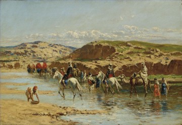 ヴィクトル・ユゲ Painting - アルジェ川を渡るユゲ ヴィクトル・ユゲ オリエンタリスト